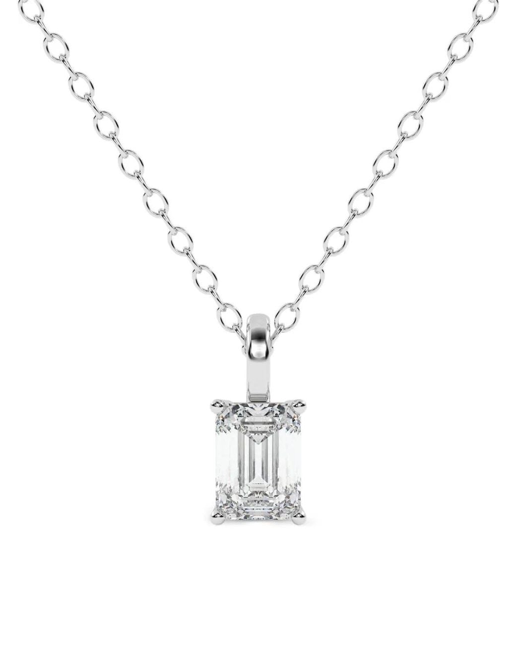 Diamond Essentials Metallic Lab-Grown Emerald-Cut Diamond Necklace