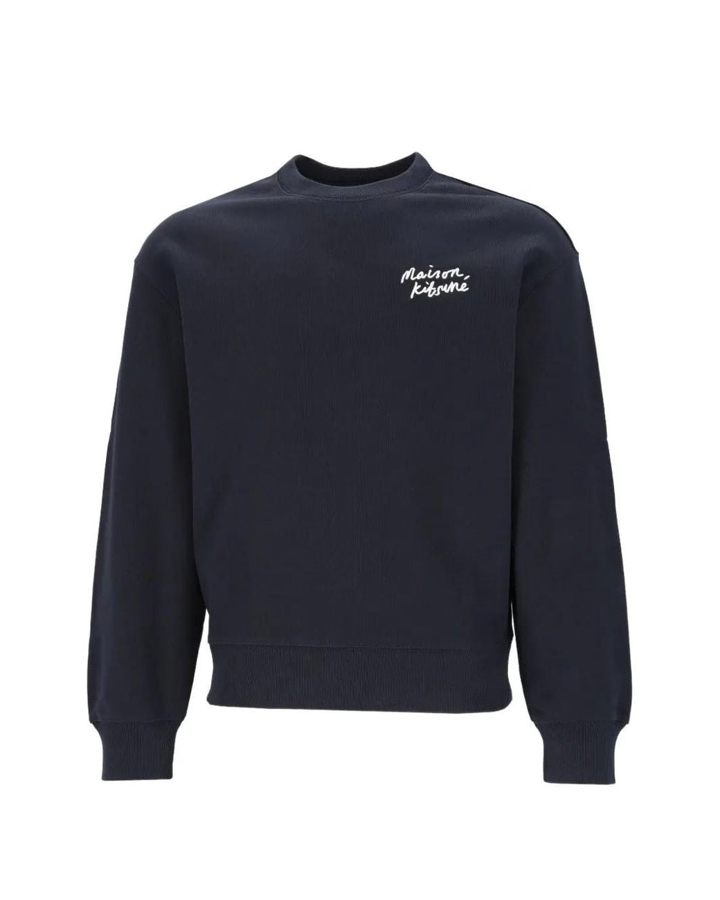 Maison Kitsuné Blue Handwriting Logo-Embroidered Hoodie for men