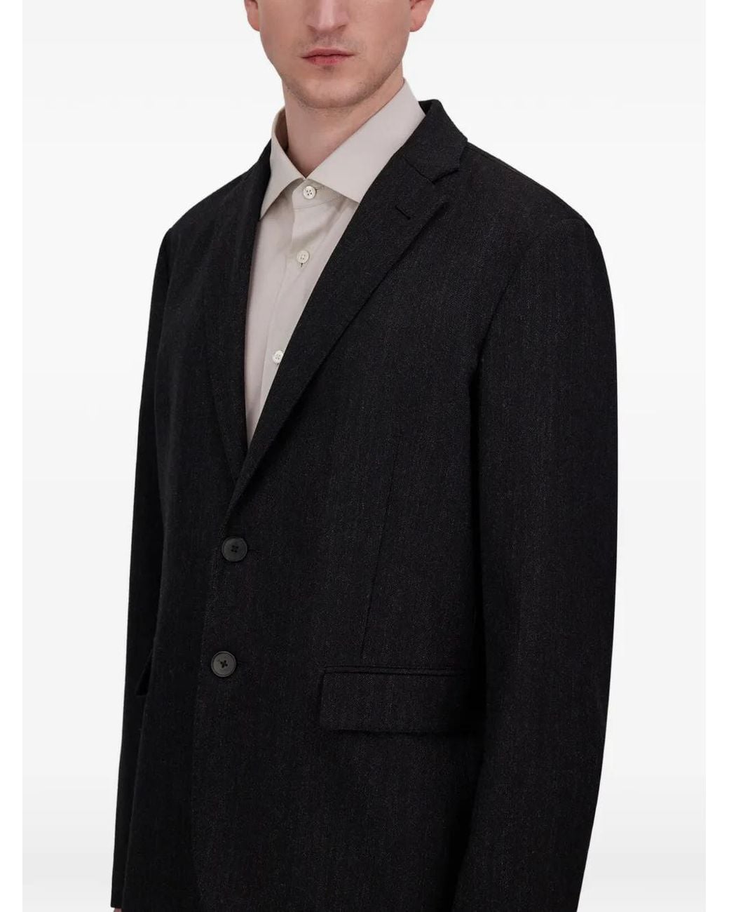 Herno Black Single-Breasted Wool-Twill Blazer for men