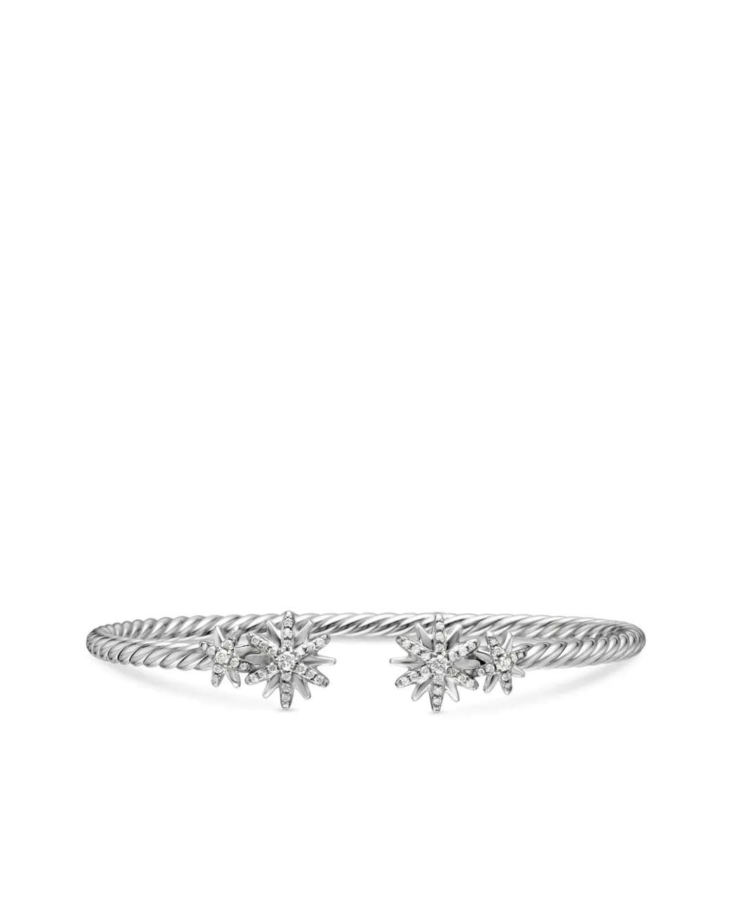 David Yurman White Sterling Starbust Diamond Bracelet (3.5Mm)