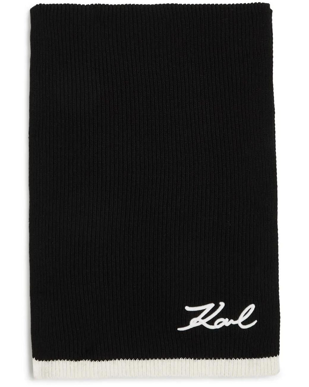 Karl Lagerfeld Black Signature Knitted Scarf