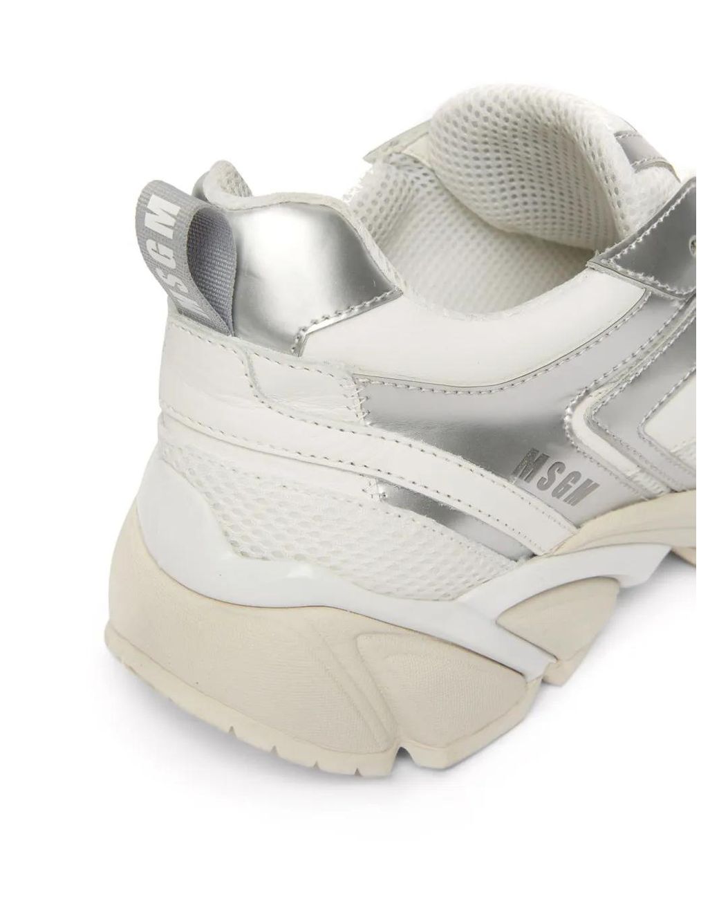 MSGM White Vulcano Distressed Sneakers for men