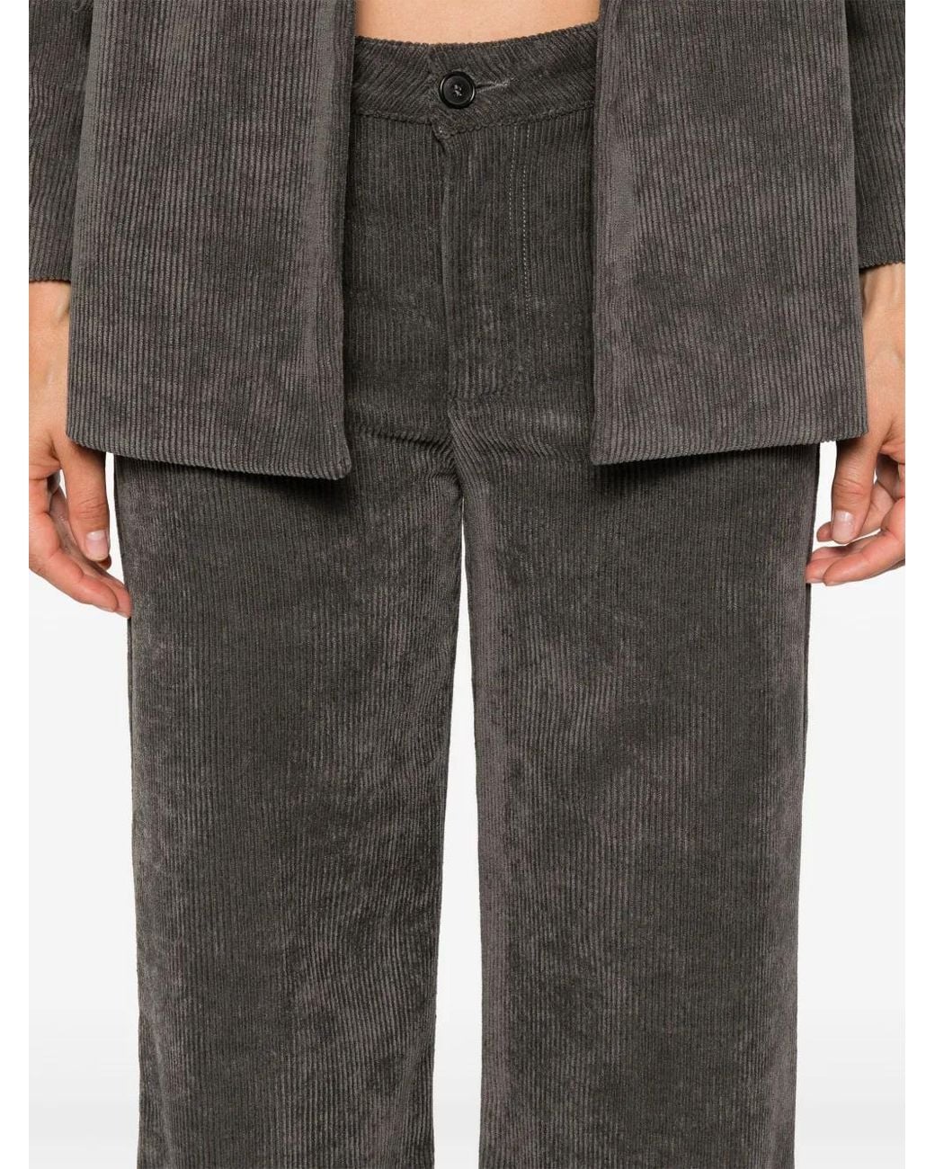 ERMANNO FIRENZE Gray Logo-Patch Palazzo Pants