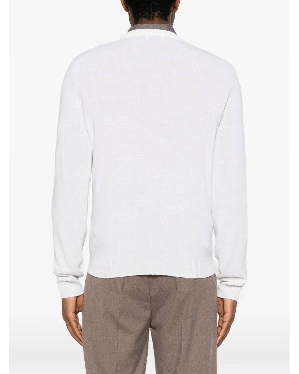 Heritage White Crew-Neck Knitted Sweater for men