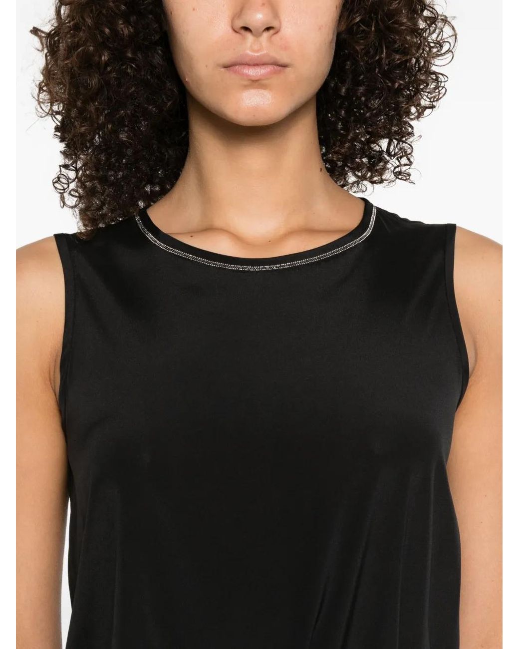 Peserico Black Embellished Sleeveless Top