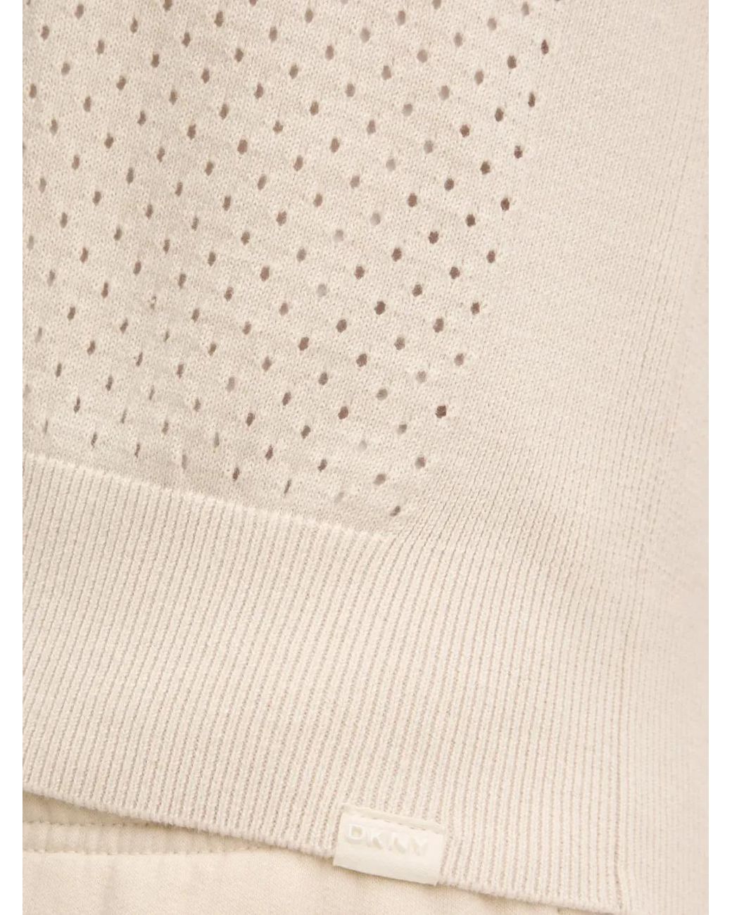 DKNY White Perforated V-Neck Vest