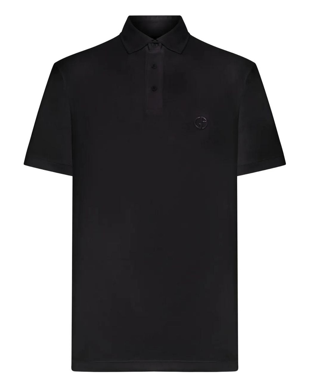 Giorgio Armani Black Interlock Cotton Polo Shirt for men