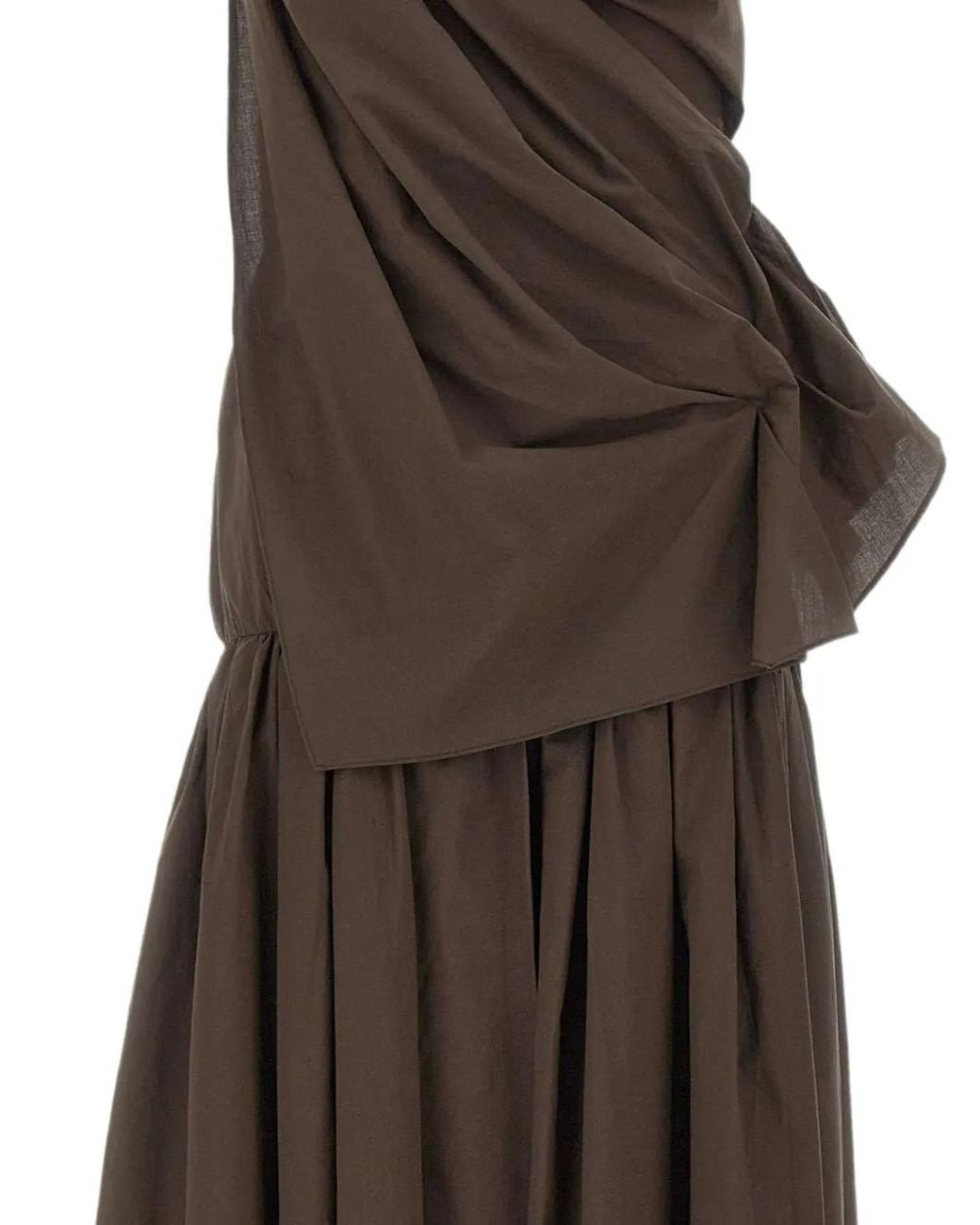 THE GARMENT Brown Bazaar Drape Strapless Midi Dress