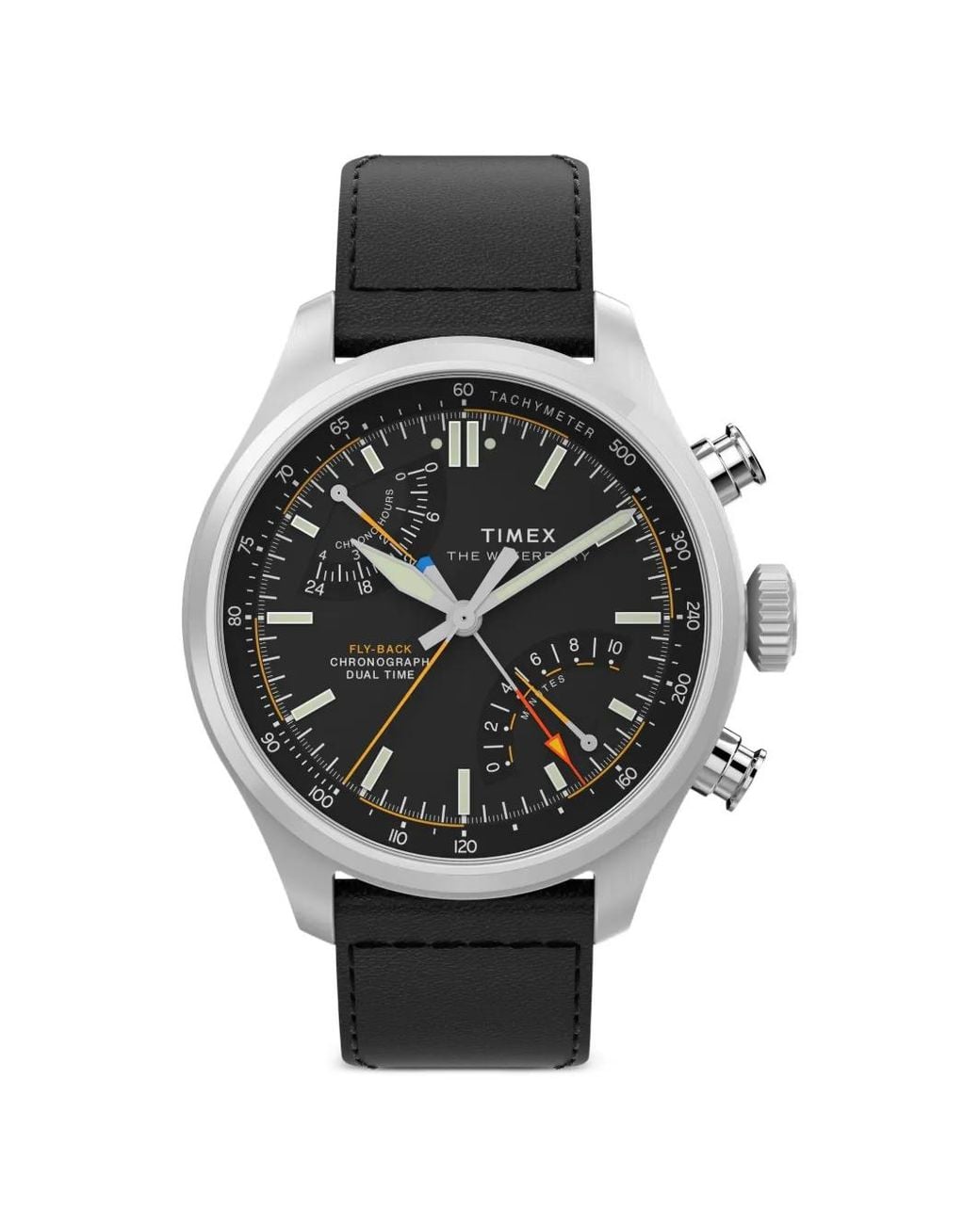 Timex Black Waterbury Ace Fly-Back Chronograph 43Mm Watch for men