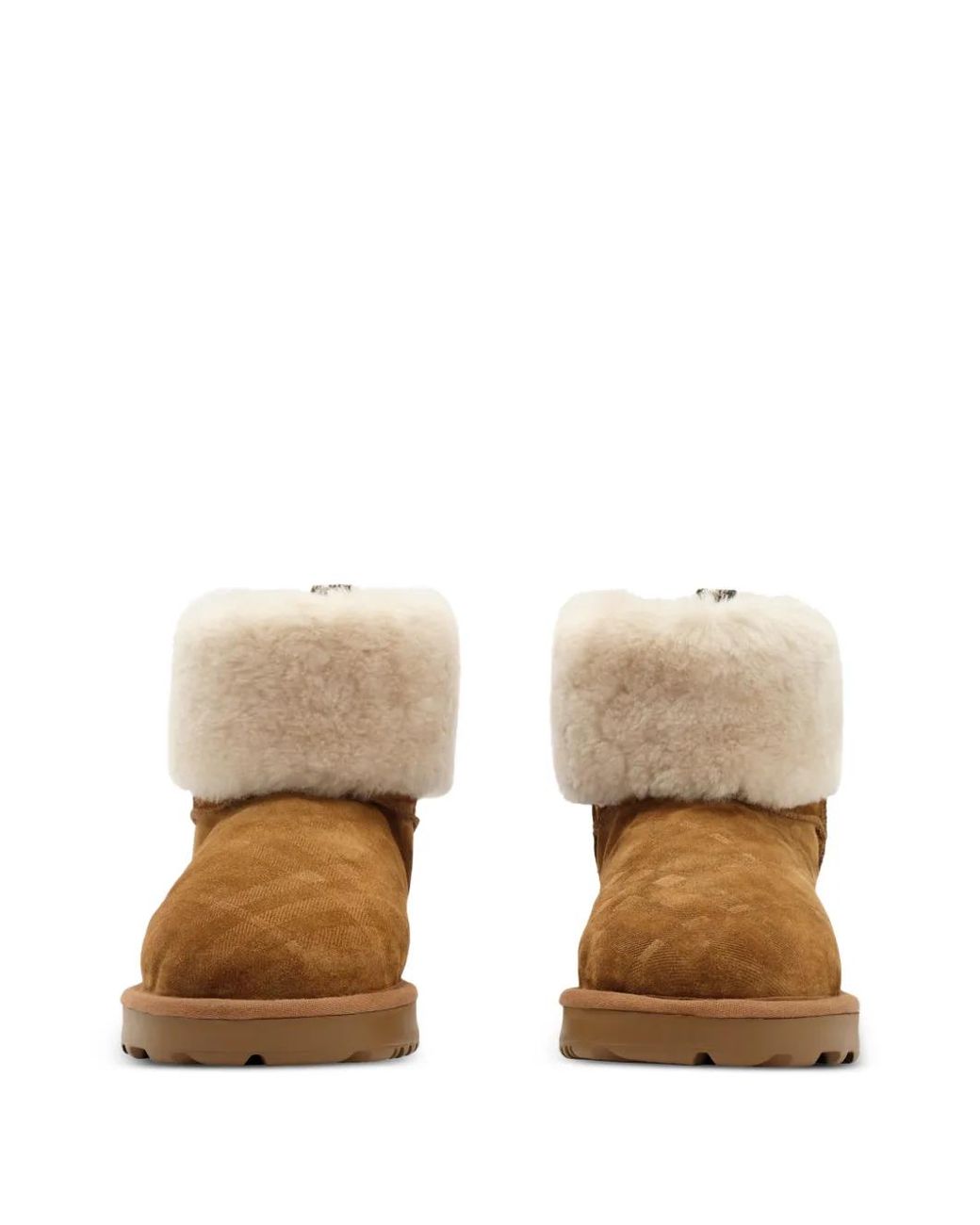 Burberry Brown Check Shearling Flint Boots