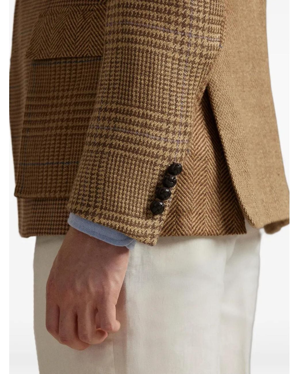 Polo Ralph Lauren Natural Checked Herringbone-Pattern Blazer for men