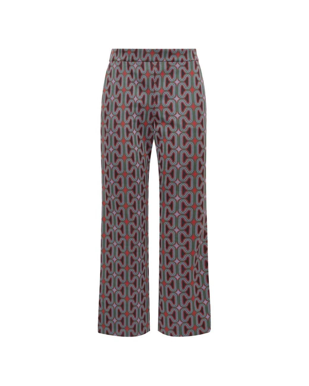Maliparmi Green Chain-Motif Flared Trousers