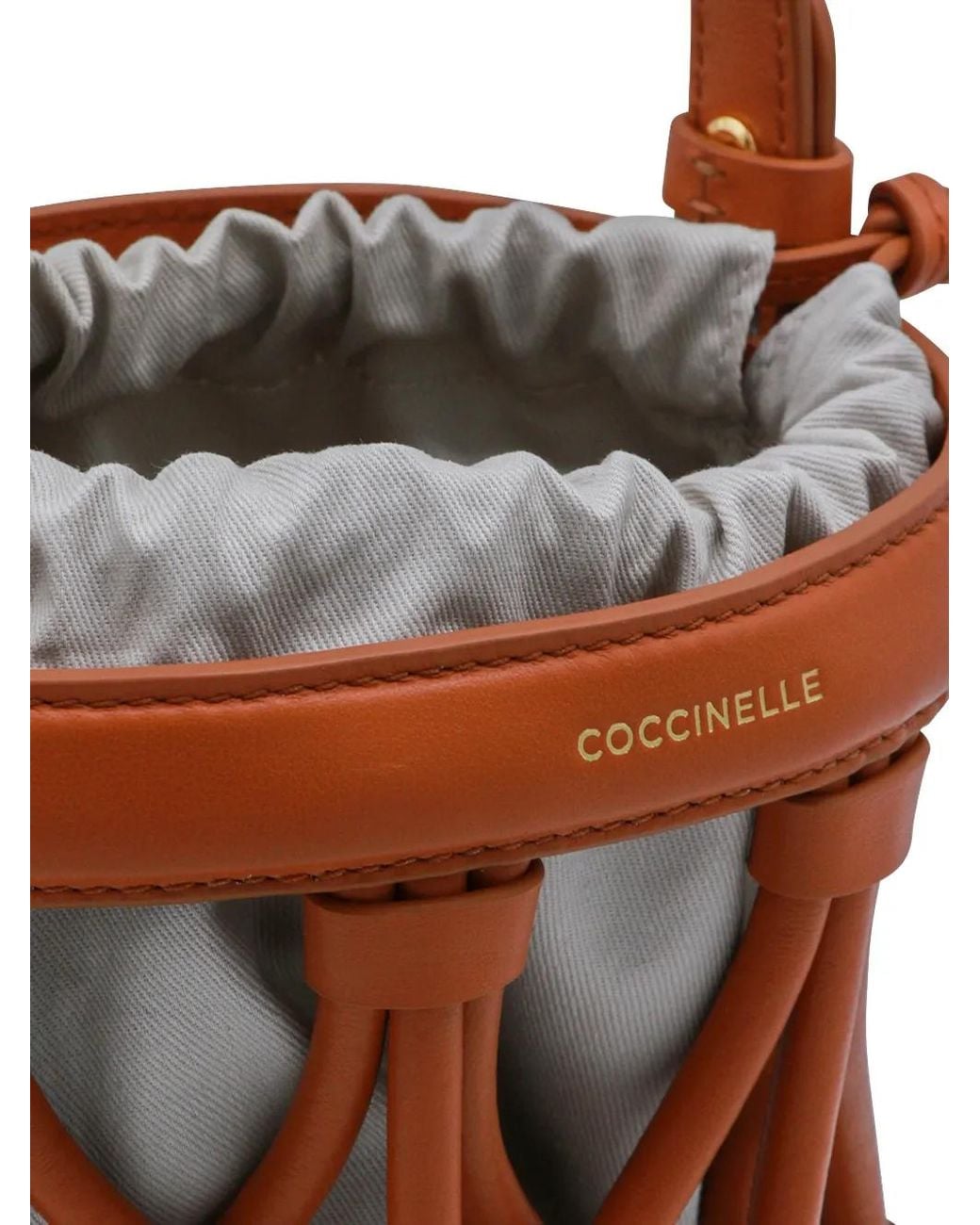 Coccinelle White Small Koi Leather Bucket Bag