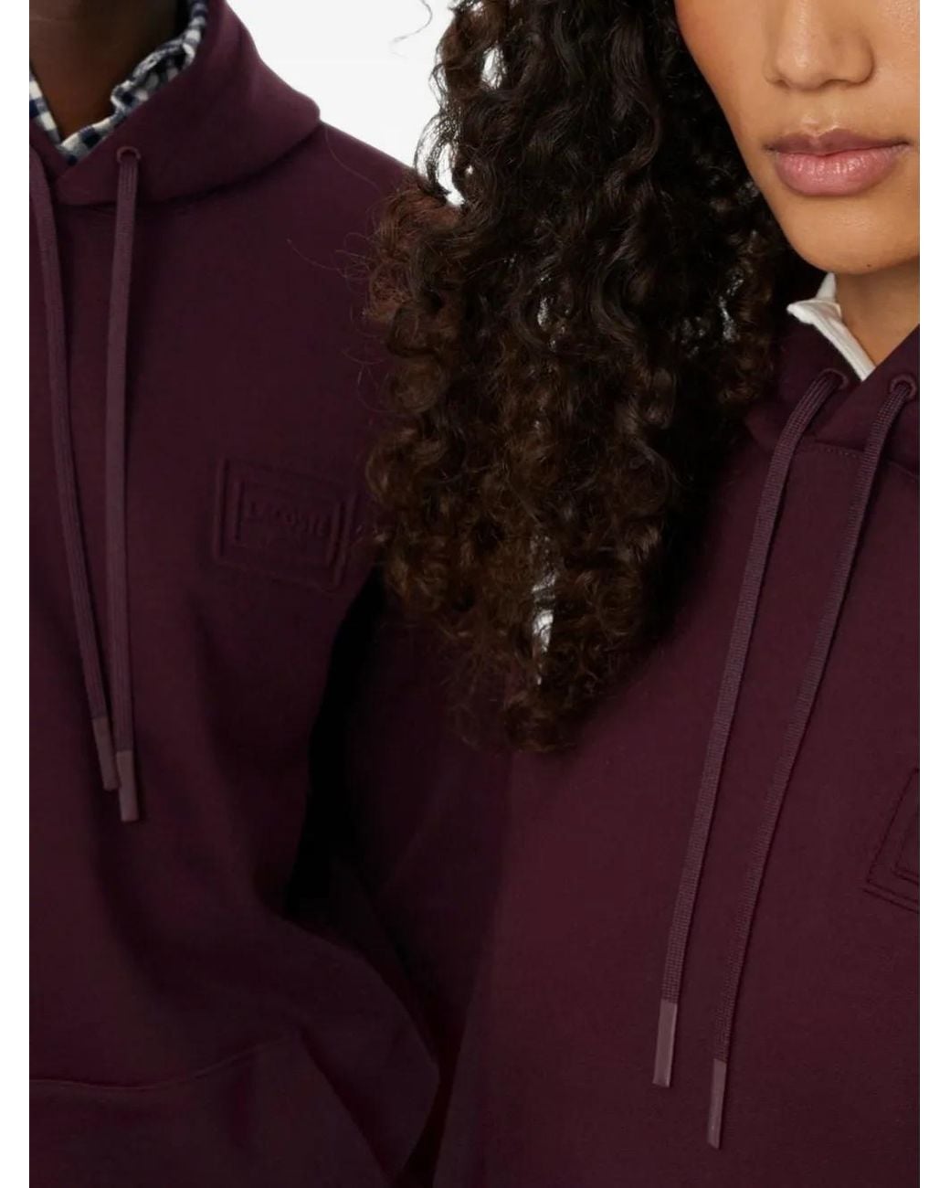 Lacoste Purple Logo-Patch Drawstring Hoodie