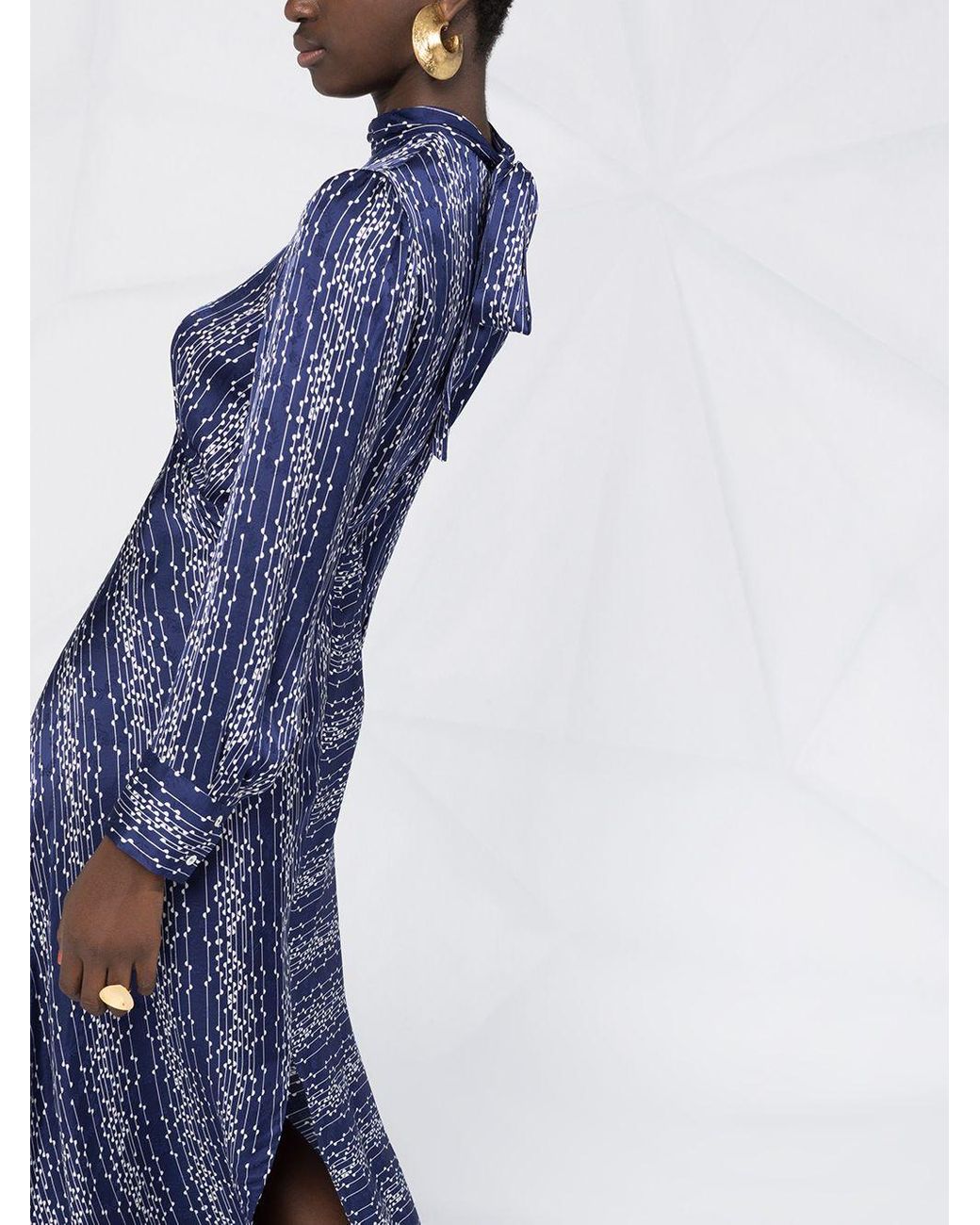 Sandro Geometric Print Midi Dress in Blue | Lyst