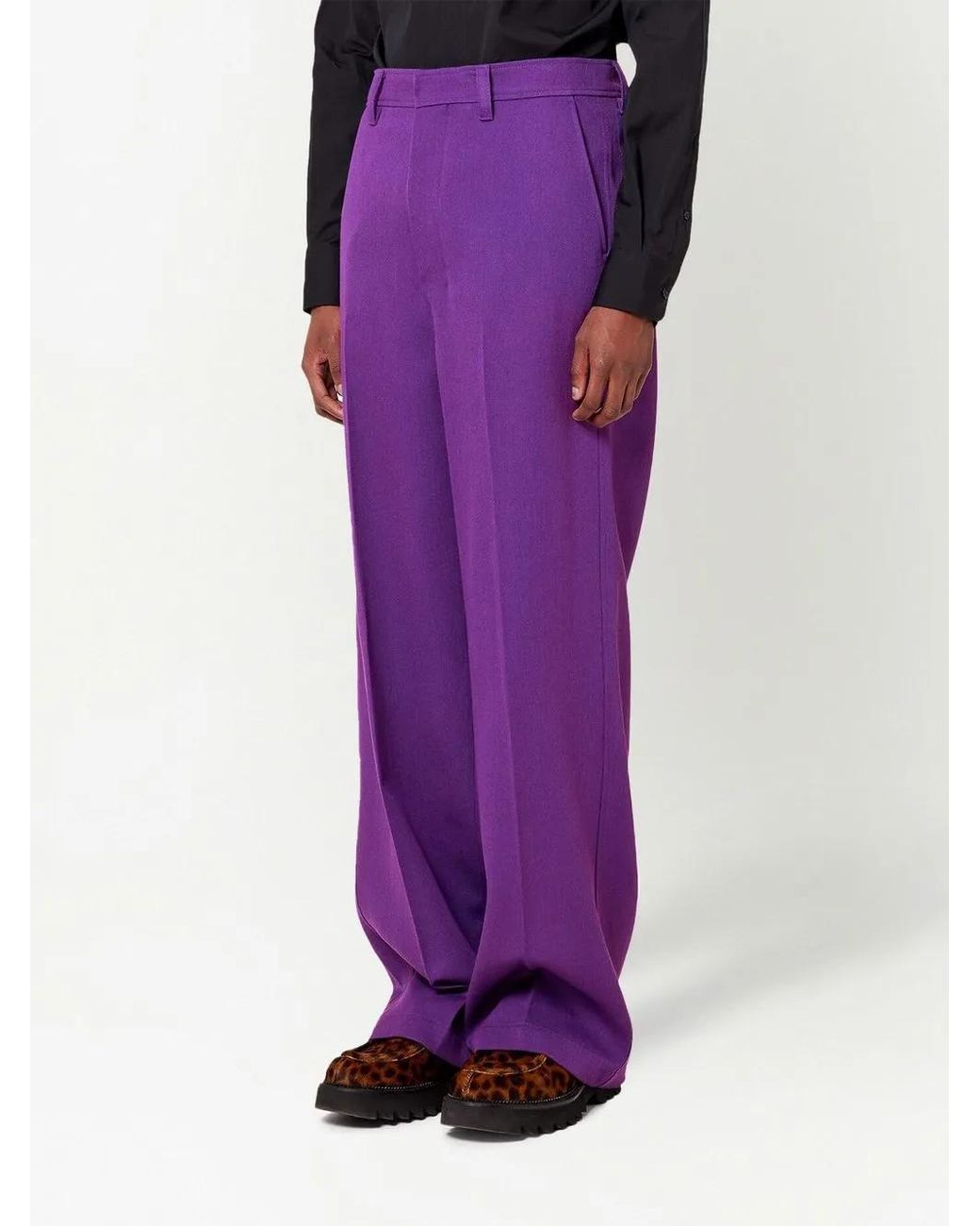 AMI Purple Wide-Leg Tailored Trousers