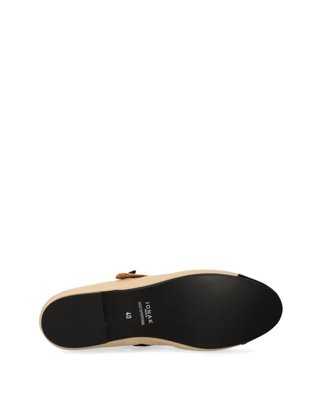 JONAK PARIS White Patent-Toe Mary Jane Ballet Flats
