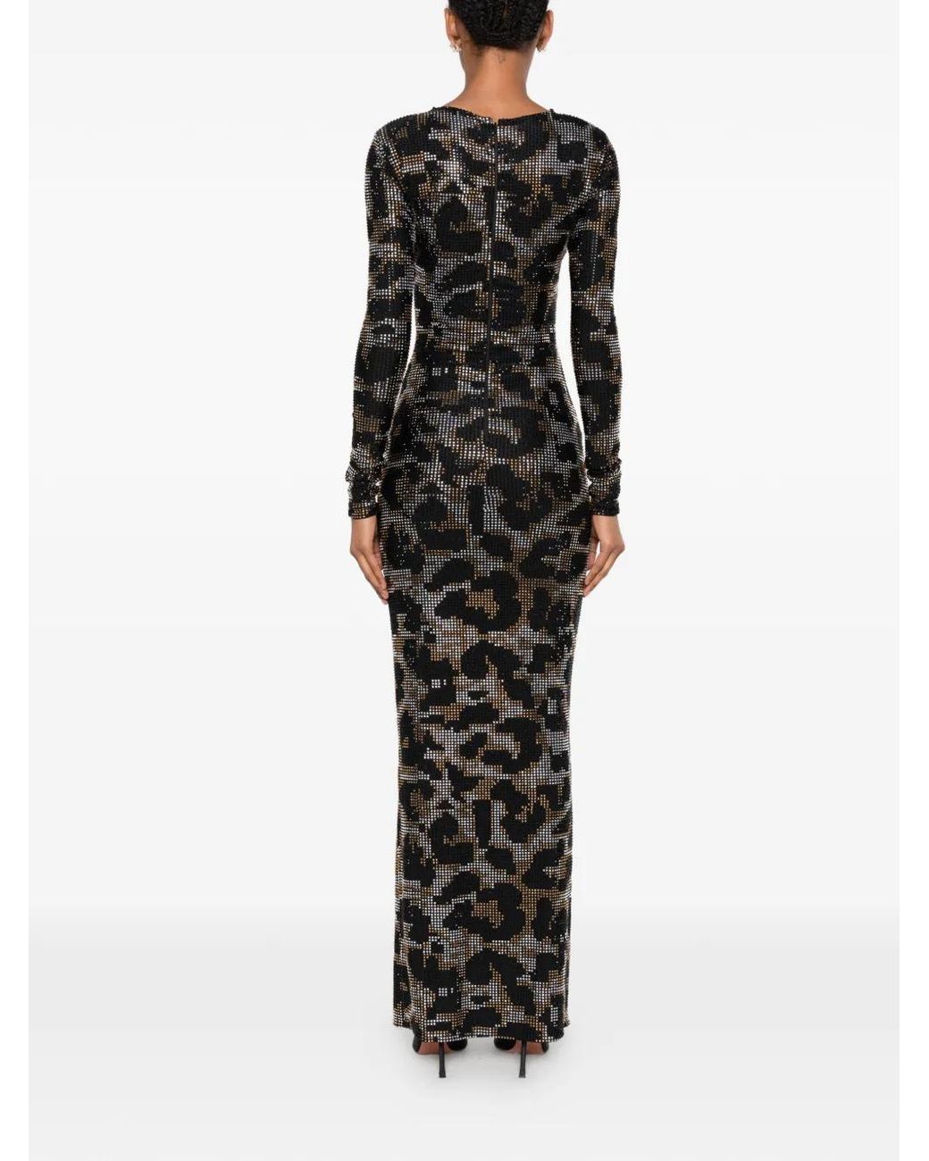 Miron Black Embellished Ruched Dress