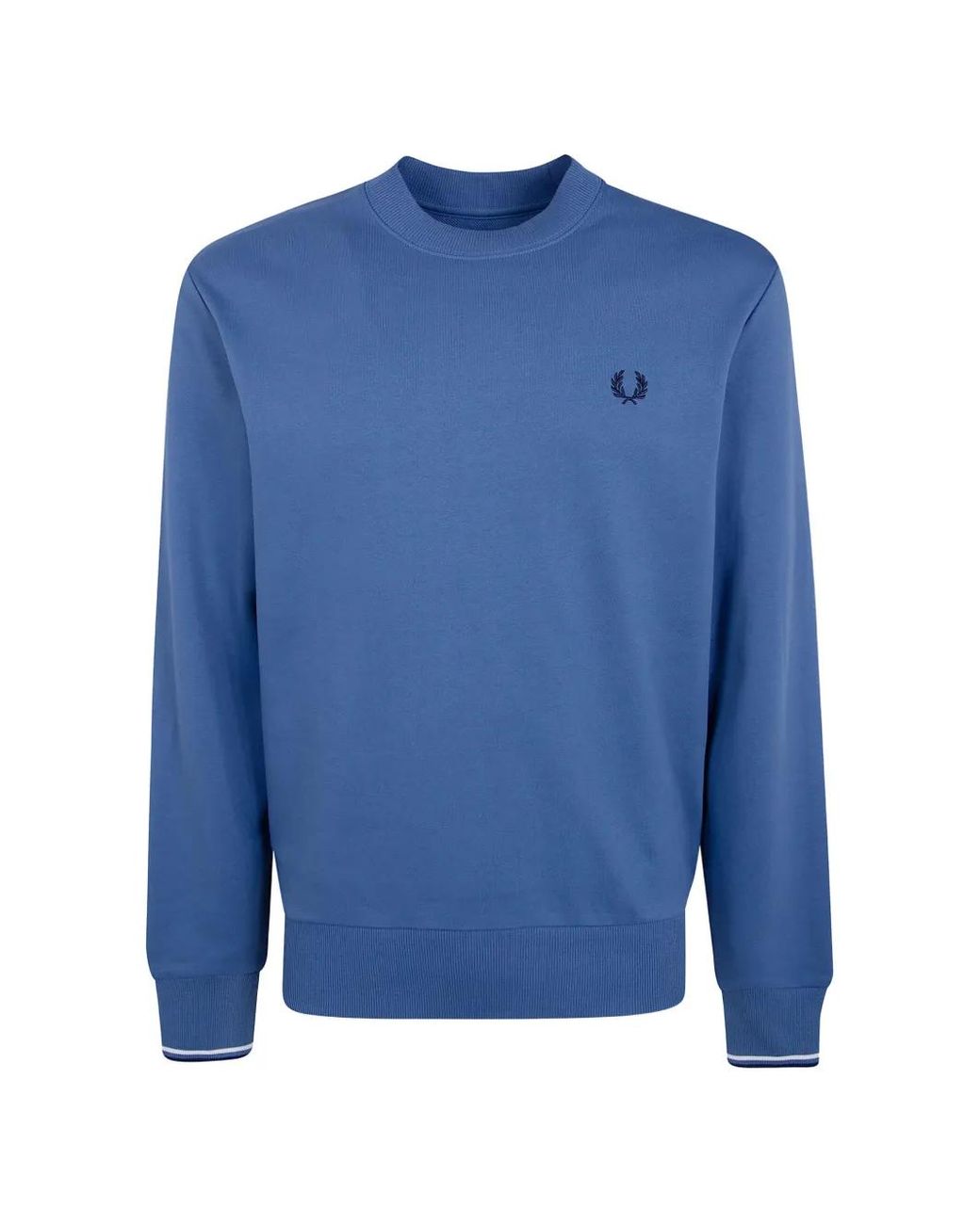 Fred Perry Blue Laurel Wreath-Embroidered Sweater for men