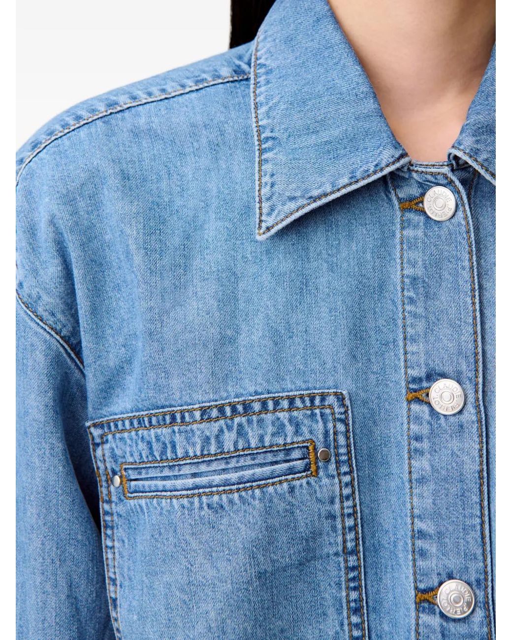 Claudie Pierlot Blue Oversized Denim Shirt