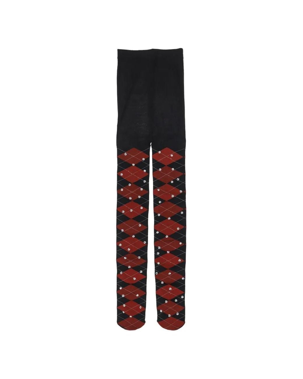 Chopova Lowena Black Argyle Stud-Embellished Tights