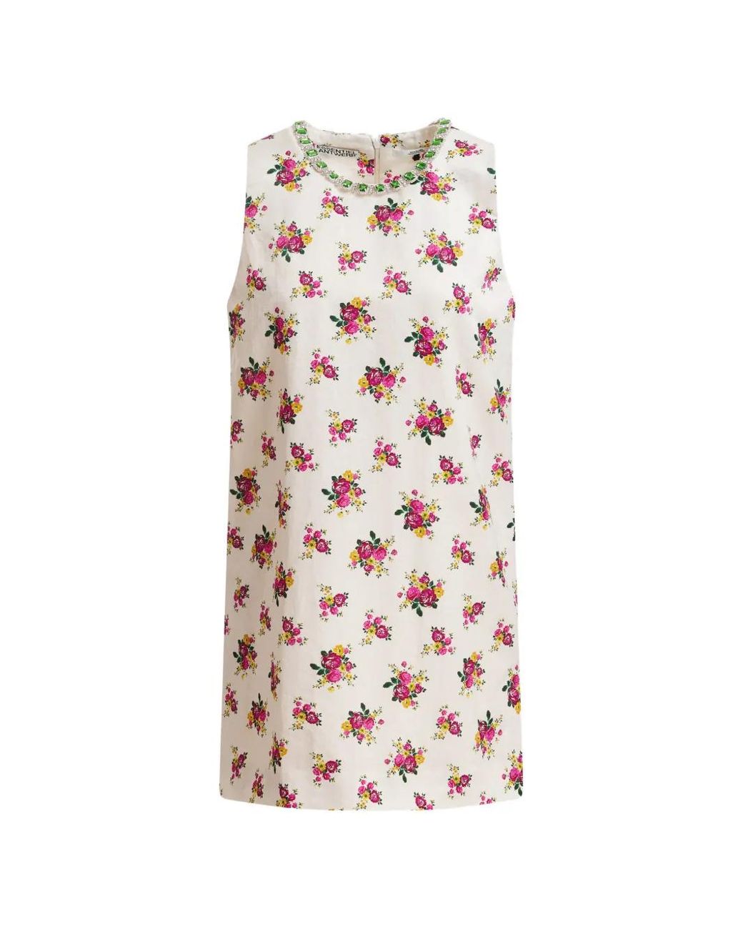 Essentiel Antwerp White Floral-Print Embellished Mini Dress