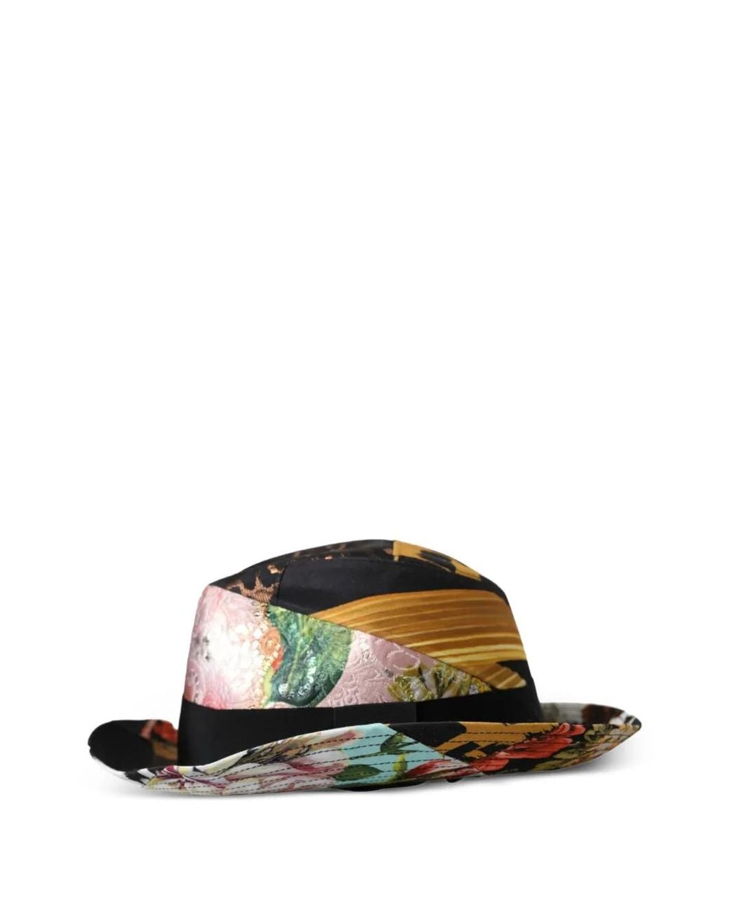 Dolce & Gabbana Black Patchwork Wide-Brim Fedora