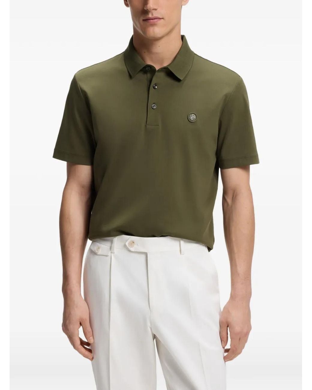 Boss Green Double B Monogram-Patch Polo Shirt for men