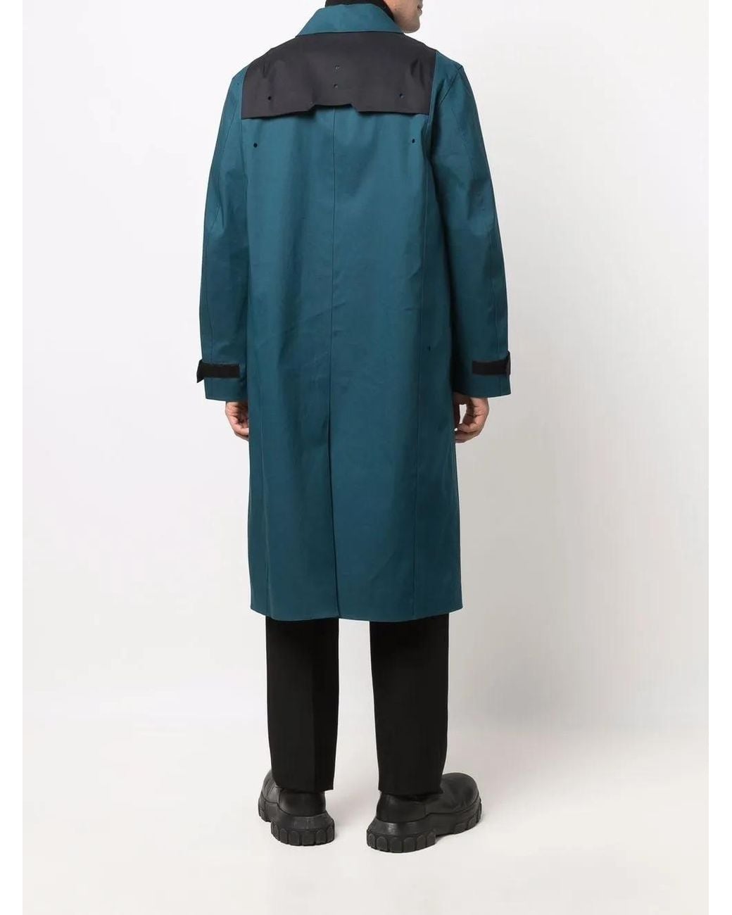 A_COLD_WALL* Blue Logo-Badge Longline Trench Coat for men