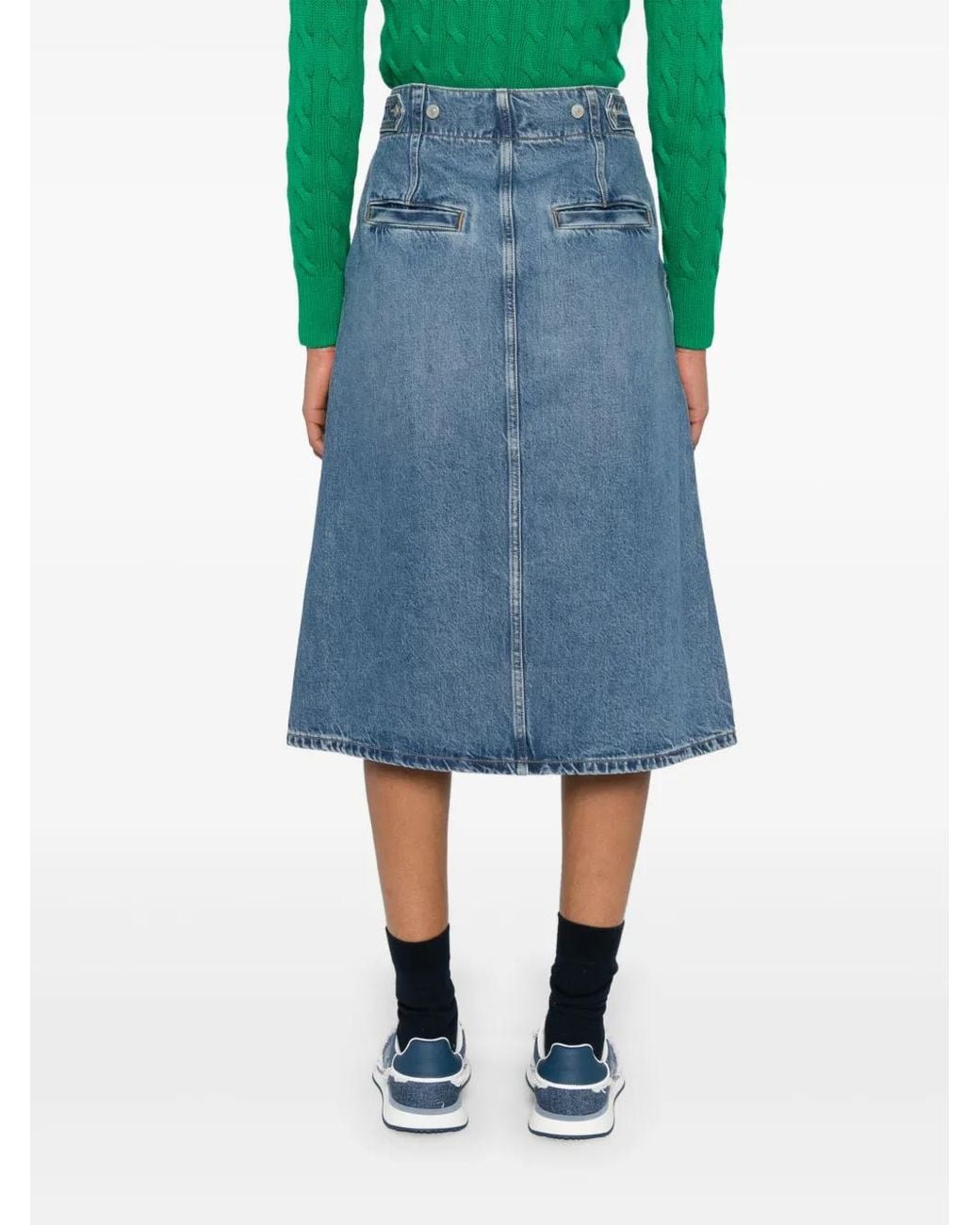 Polo Ralph Lauren Blue Denim Midi Skirt