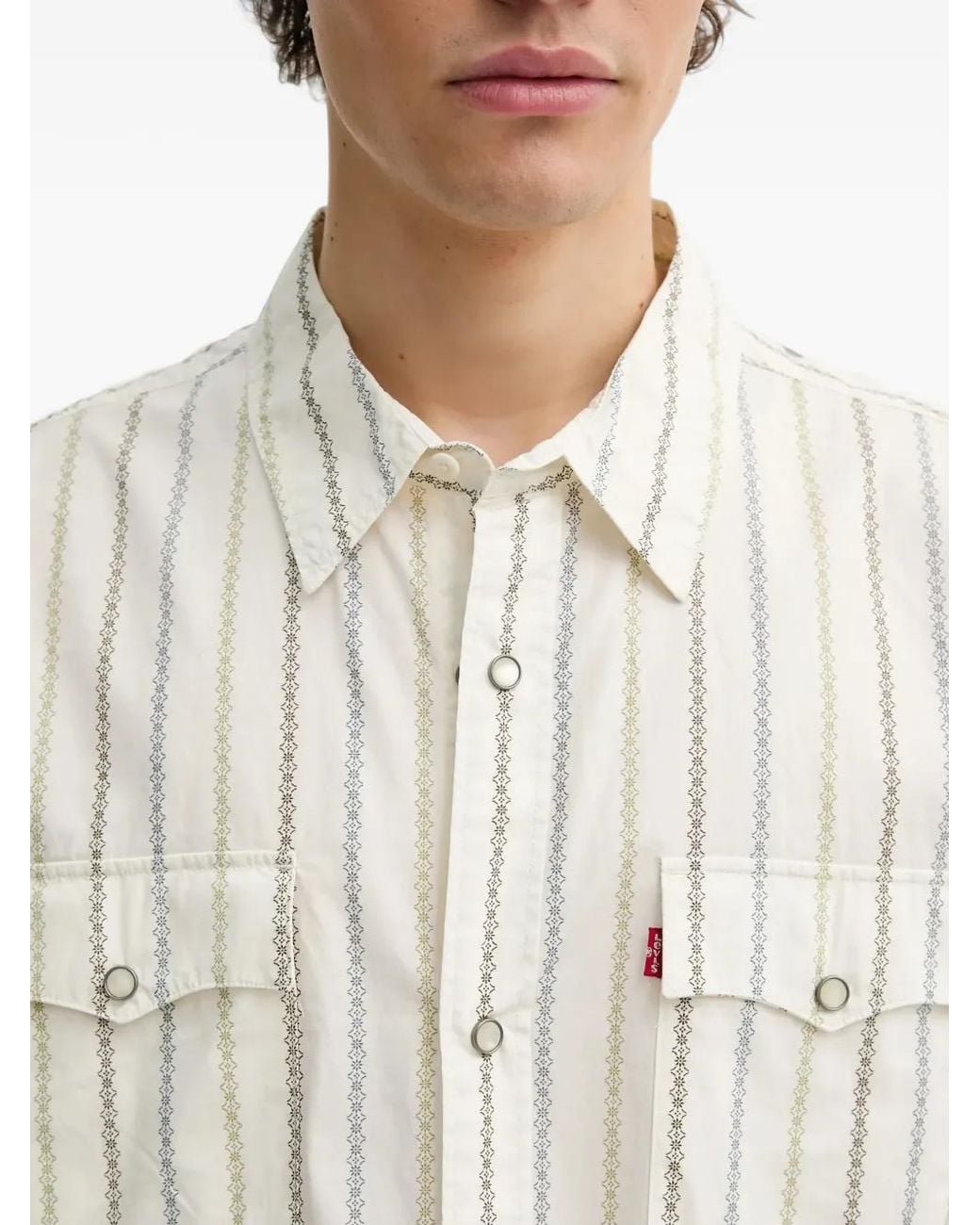 Levi's White Western Relaxed-Fit Striped Shirt for men