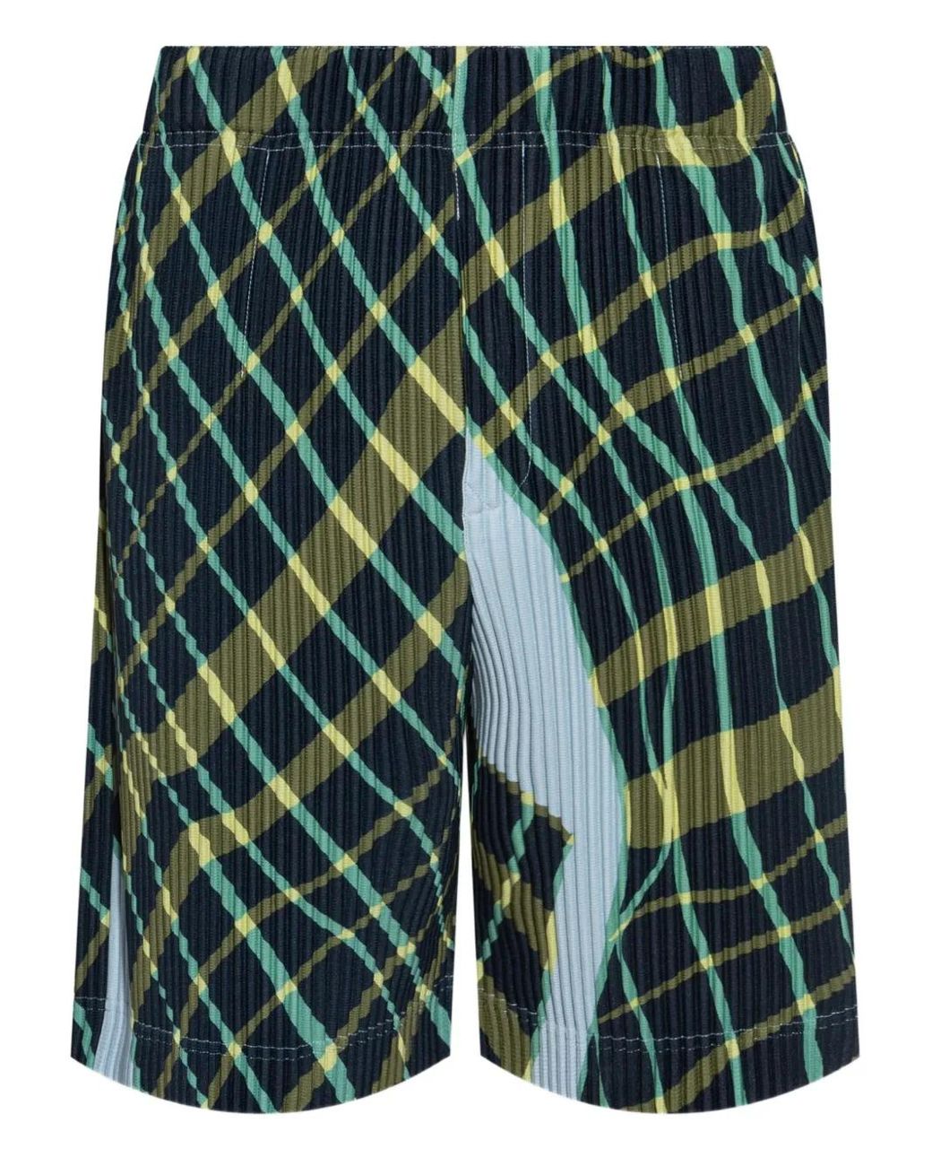 Homme Plissé Issey Miyake Green Windswept Plaid Shorts for men