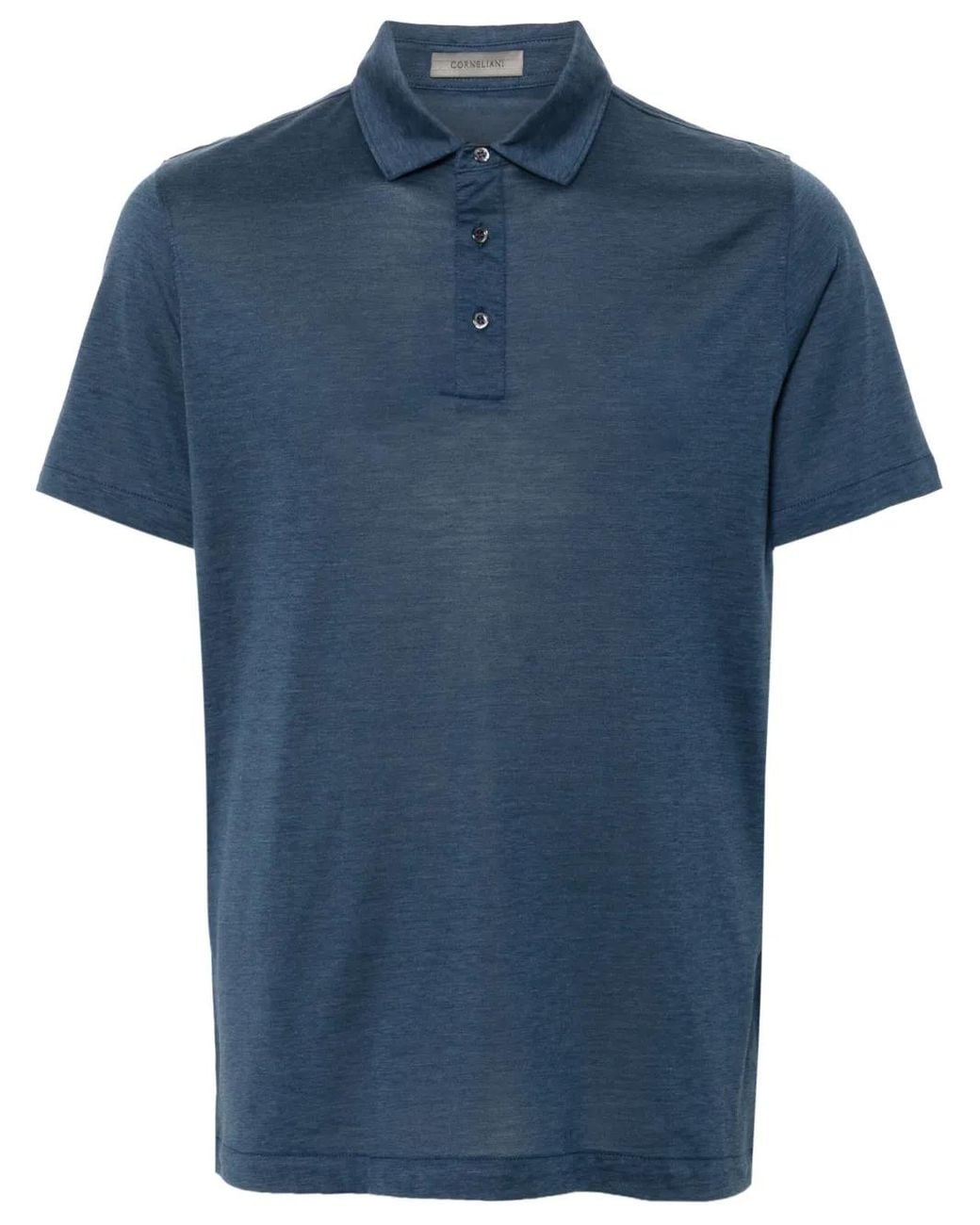 Corneliani Blue Lightweight-Jersey Polo Shirt for men
