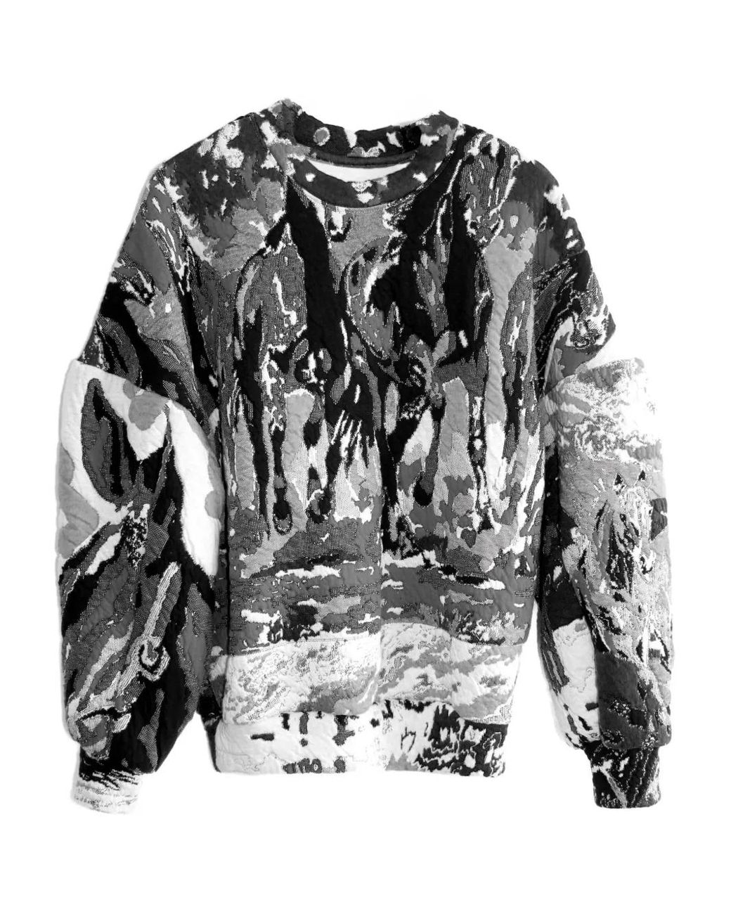 Anntian Black Greyscale Jacquard Sweatshirt
