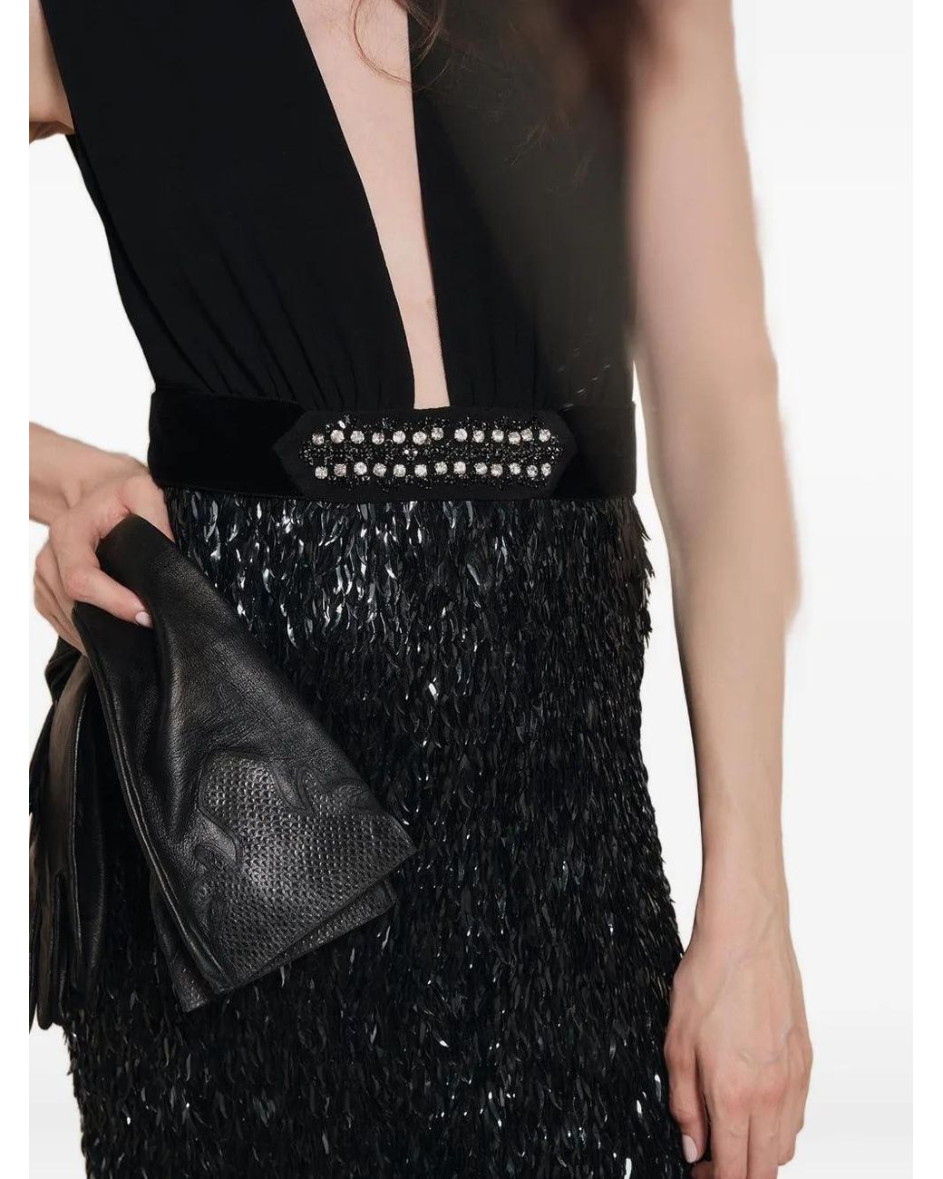 Johanna Ortiz Black Her Vibe Embellished Keyhole-Neck Maxi Dress