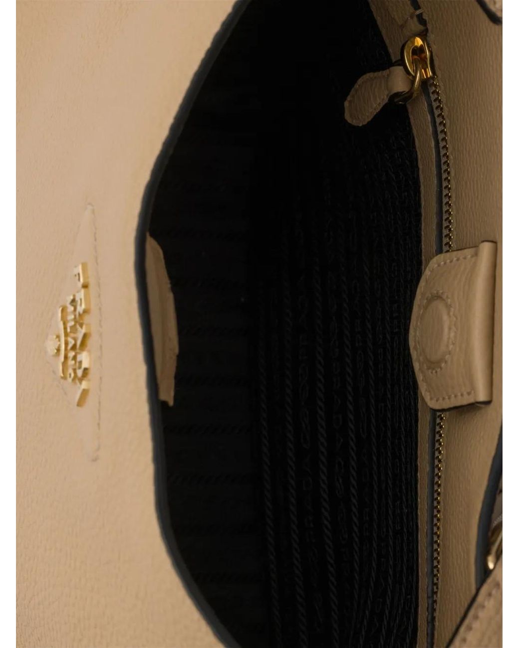 Prada Natural Logo-Detail Leather Shoulder Bag