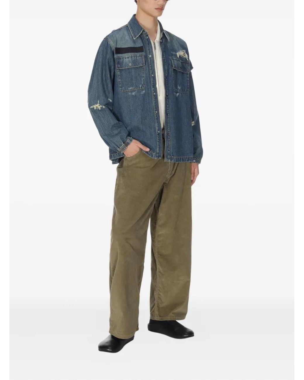 Helmut Lang Blue Distressed Denim Jacket for men