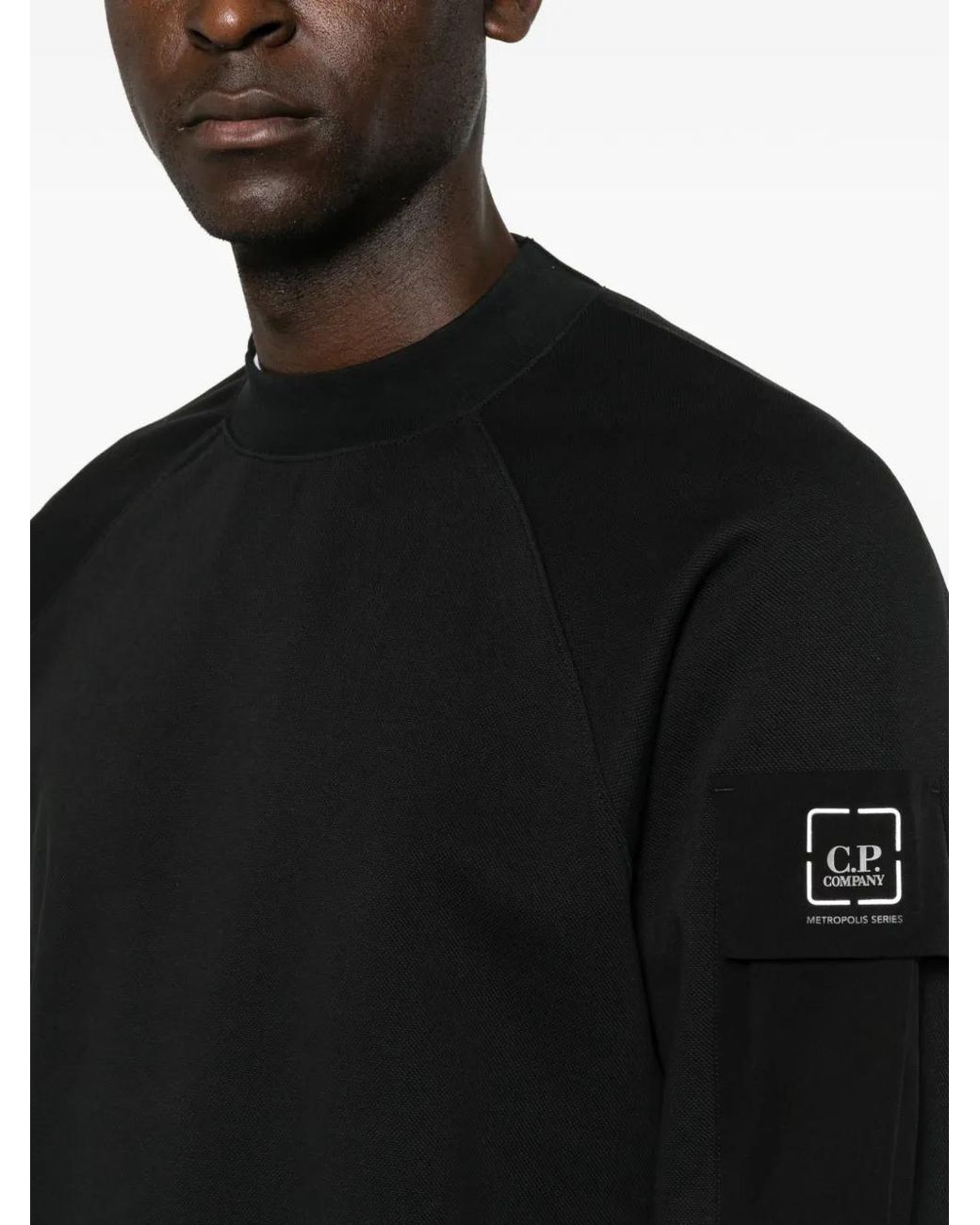 C P Company Black Metropolis Series Raglan-Sleeve Sweatshirt for men