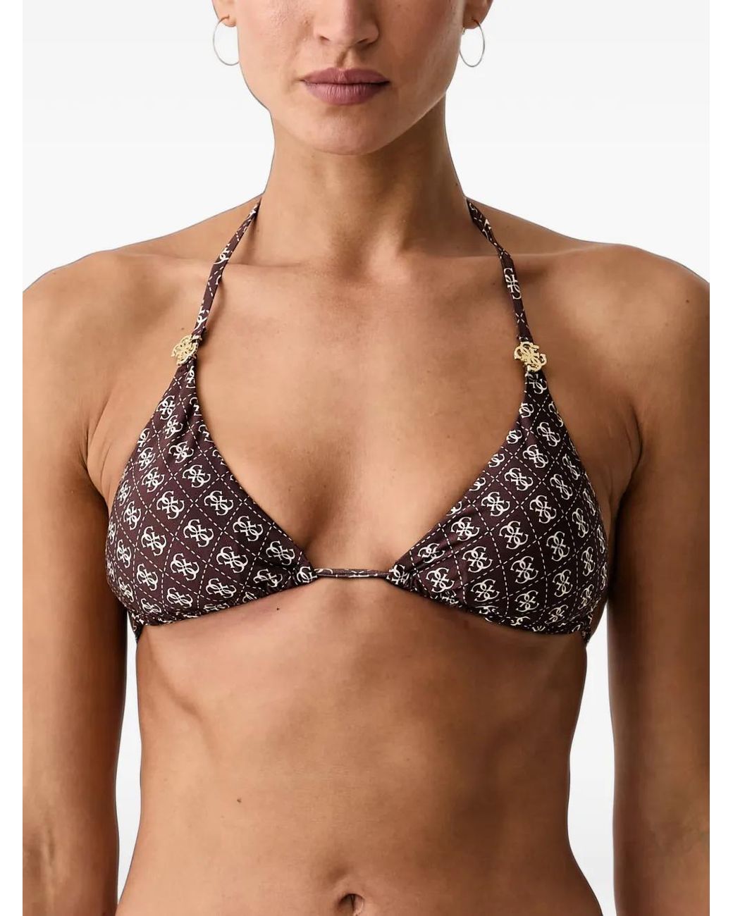 Guess Black 4G Triangle Bikini Top