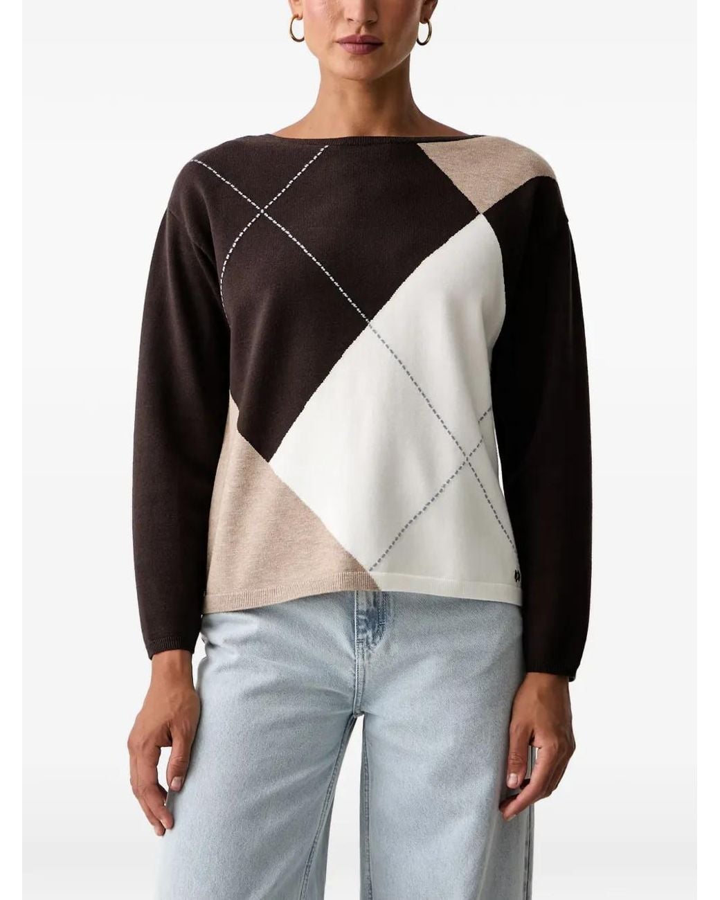 Joseph Ribkoff Black Pull À Losanges Et Col Bateau