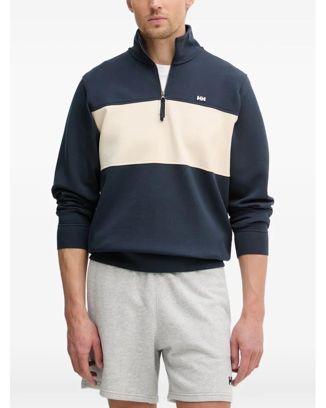 Helly Hansen Blue Colour-Block Quarter-Zip Sweater for men