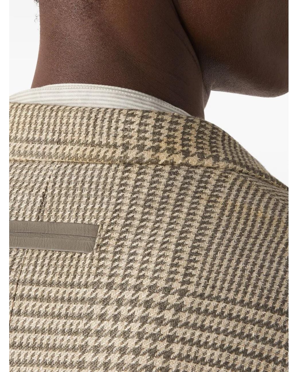 Zegna Gray Crossover-Check Single-Breasted Linen Blazer for men