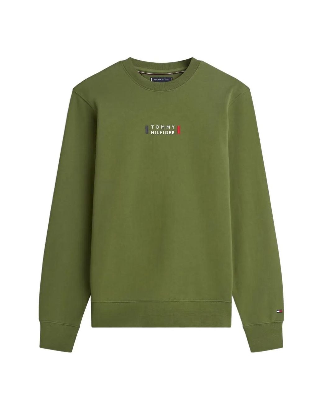 Tommy Hilfiger Green Logo-Embroidered Sweater for men
