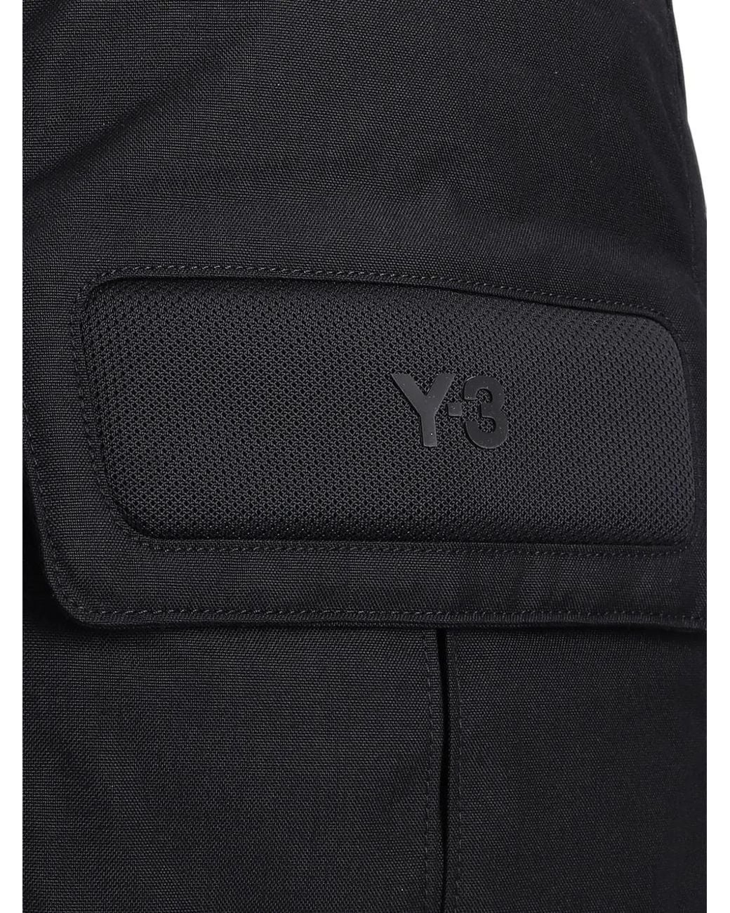 Y-3 Black Small Logo-Patch Backpack for men