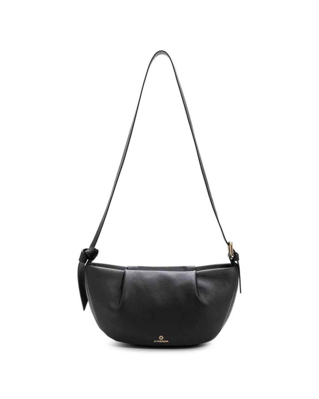 La Portegna Black Claudia Leather Shoulder Bag