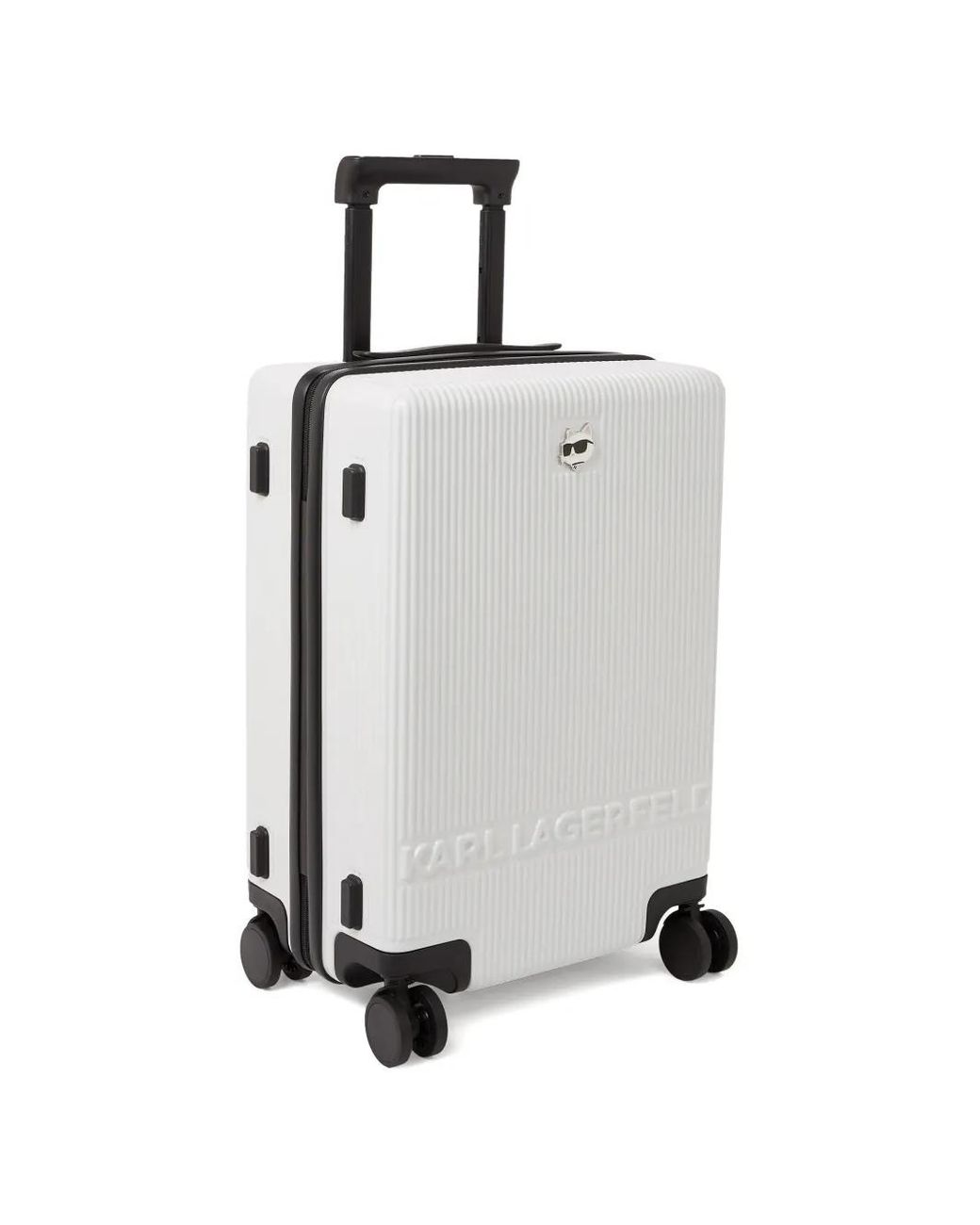 Karl Lagerfeld White Ikon Choupette Logo-Embossed Hard Luggage