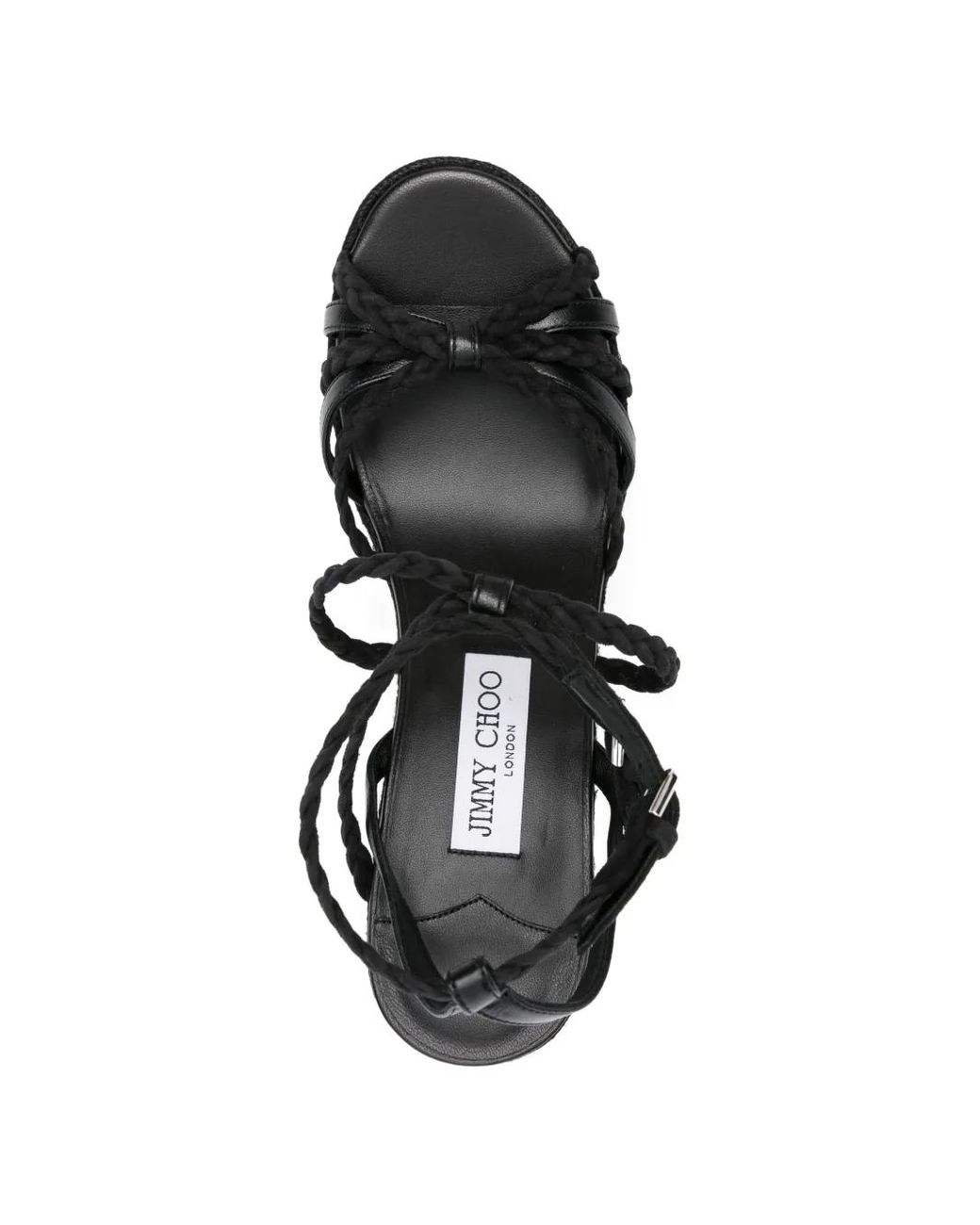 Jimmy Choo Black Jute Platform Sandals With Adjustable Ankle Strap