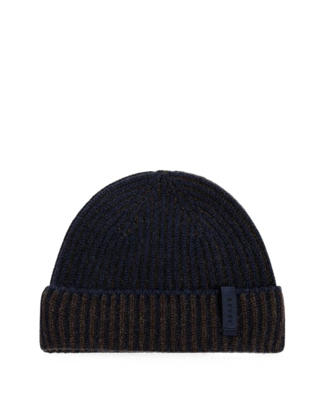Sease Blue Ribbed-Knit Beanie Hat for men