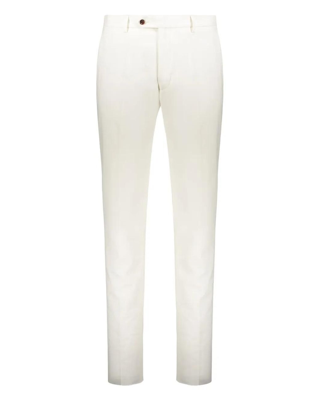 Moorer White Button-Fastening Trousers for men