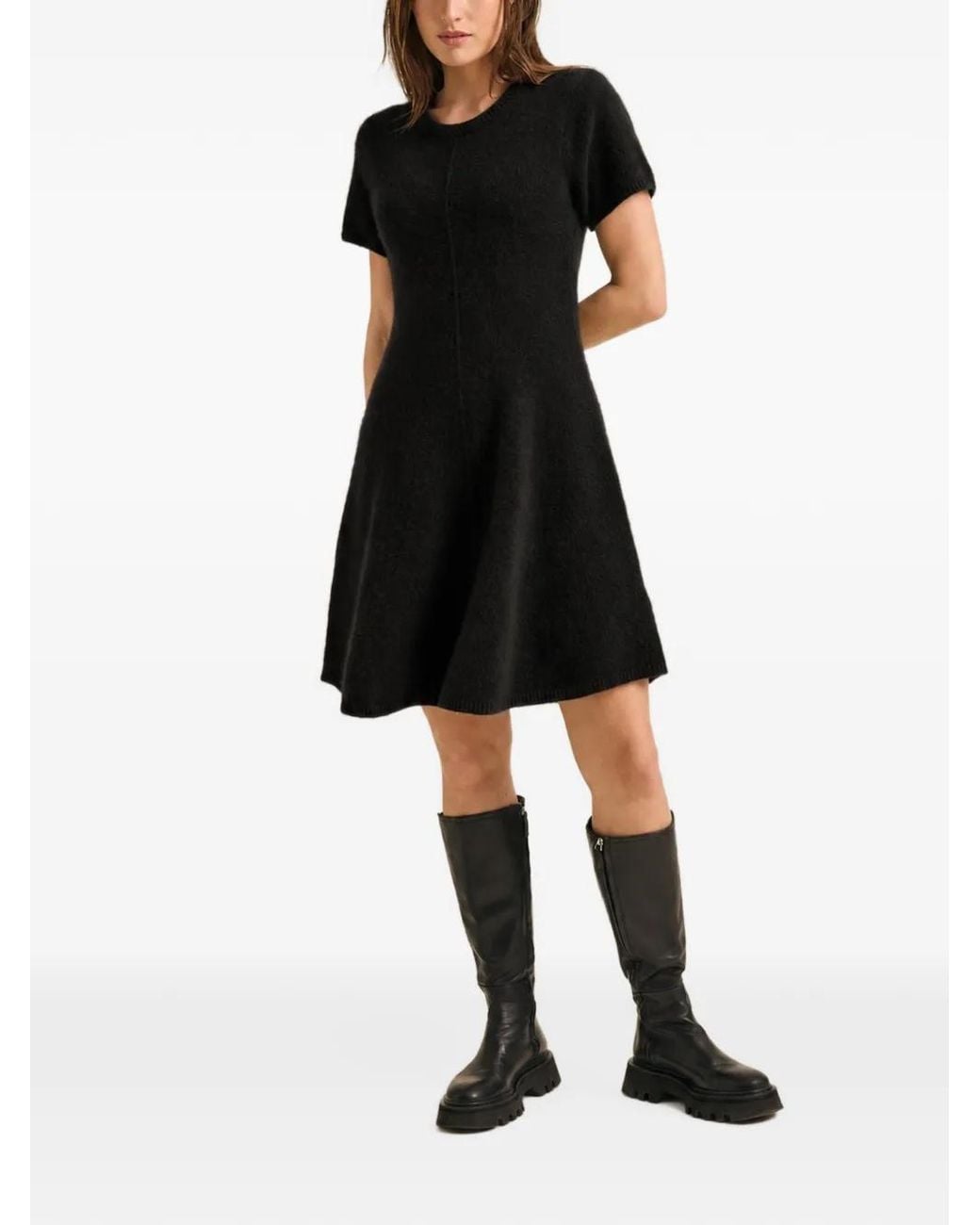Philo-Sofie Cashmere Flared Fit Mini Dress in Black | Lyst